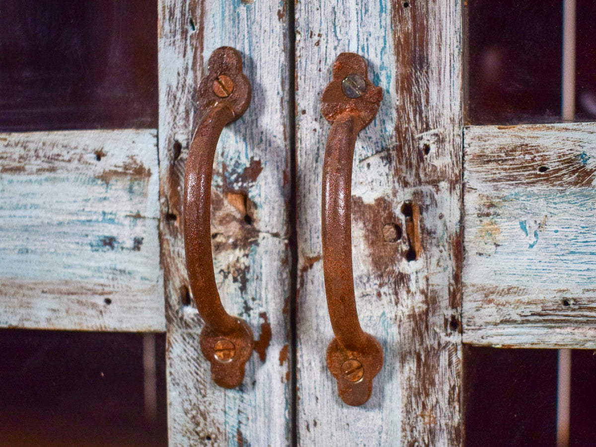 Vintage Worn Painted Rustic Cupboard Cabinet