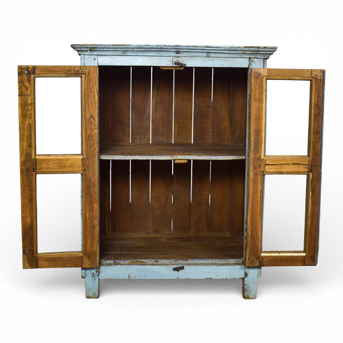 Vintage Worn Painted Rustic Cupboard Cabinet