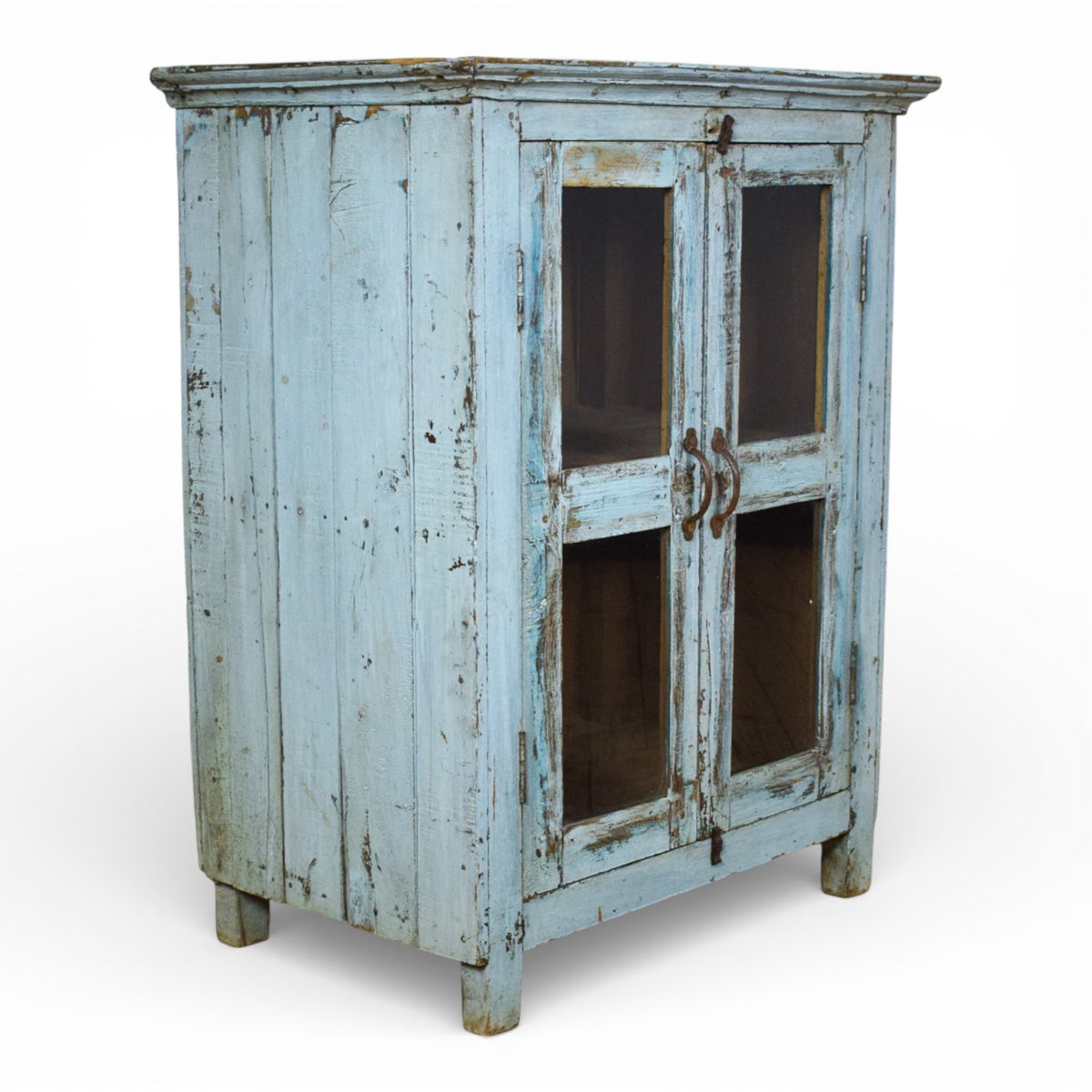 Vintage Worn Painted Rustic Cupboard Cabinet