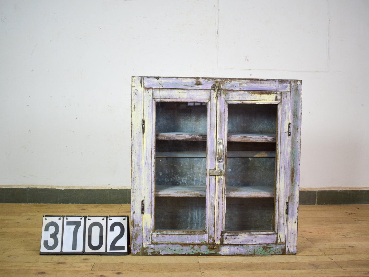 Vintage Worn Painted Rustic Cupboard Cabinet