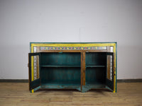 Vintage Indian Sideboard Cupboard With Reverse Glass Painting