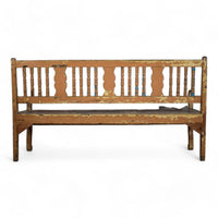 Vintage Indian Hard Wood Bench With Original Rustic Paint