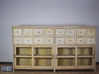 Very Large Vintage Rustic Wooden Apothecary Shop Sideboard Drawers Cabinet