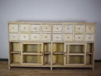 Very Large Vintage Rustic Wooden Apothecary Shop Sideboard Drawers Cabinet