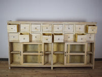 Very Large Vintage Rustic Wooden Apothecary Shop Sideboard Drawers Cabinet