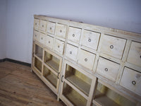 Very Large Vintage Rustic Wooden Apothecary Shop Sideboard Drawers Cabinet