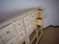 Very Large Vintage Rustic Wooden Apothecary Shop Sideboard Drawers Cabinet