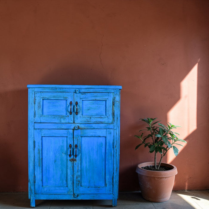 Vintage Rustic Painted Kitchen Cupboard Cabinet