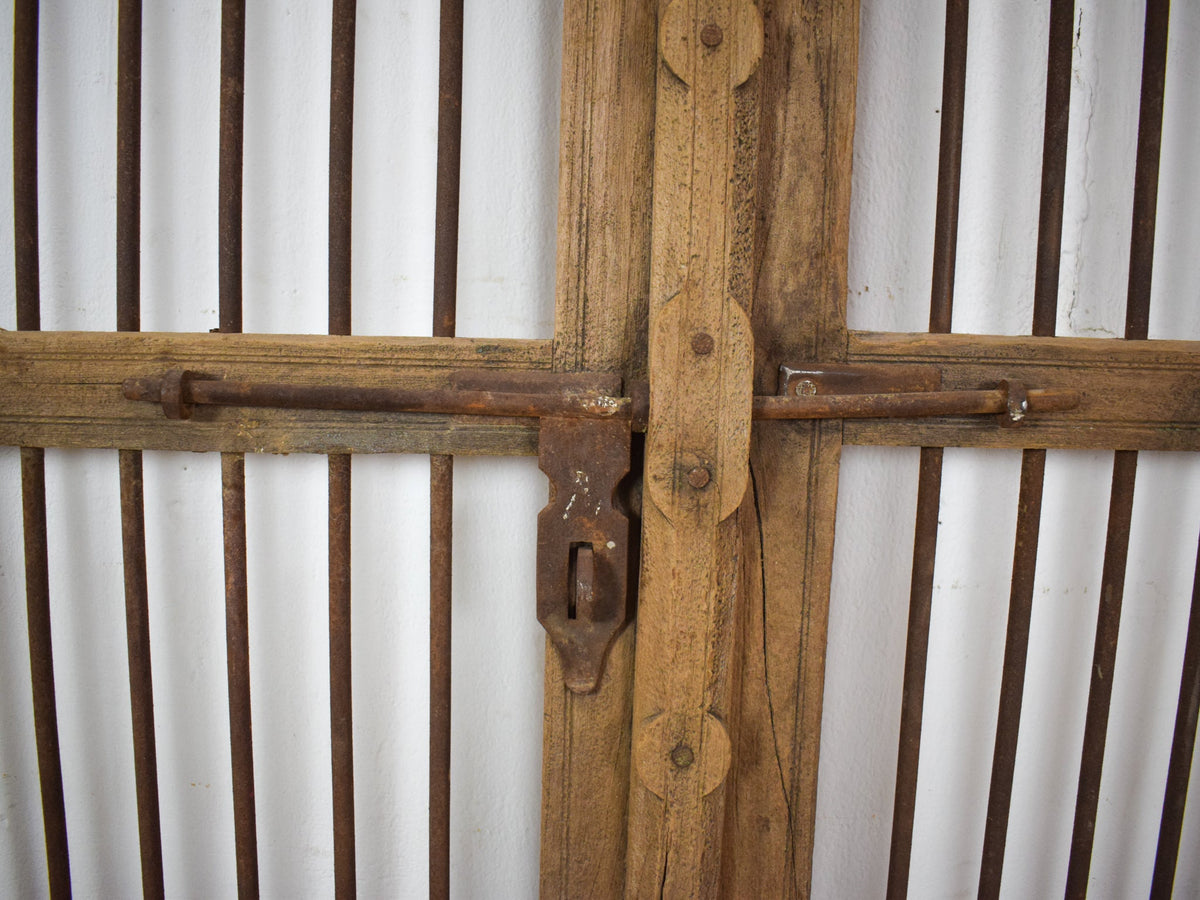 Pair of Antique Vintage Rustic Wood and Metal Indian Doors Shutters