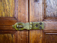 Vintage Rustic Cupboard Cabinet Storage With Antique Tile Decoration