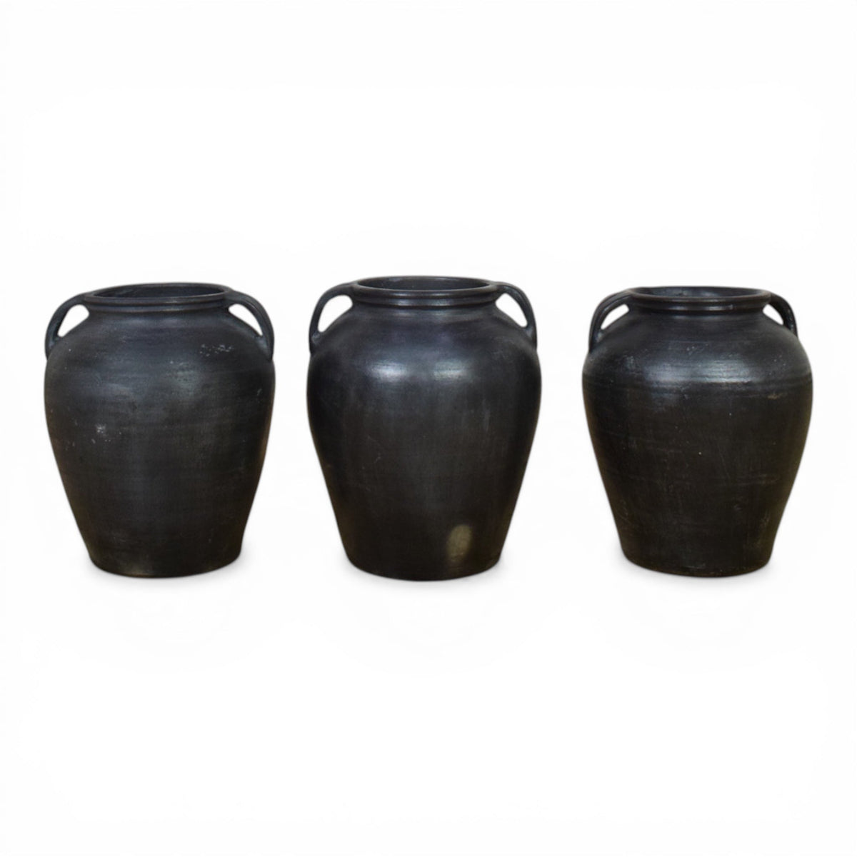 Handmade Antique Design Black Clay Pot Urn