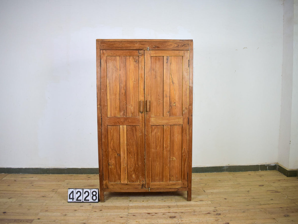 Vintage Large Wooden Rustic Cupboard Cabinet With Fitted Interior