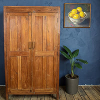 Vintage Large Wooden Rustic Cupboard Cabinet With Fitted Interior