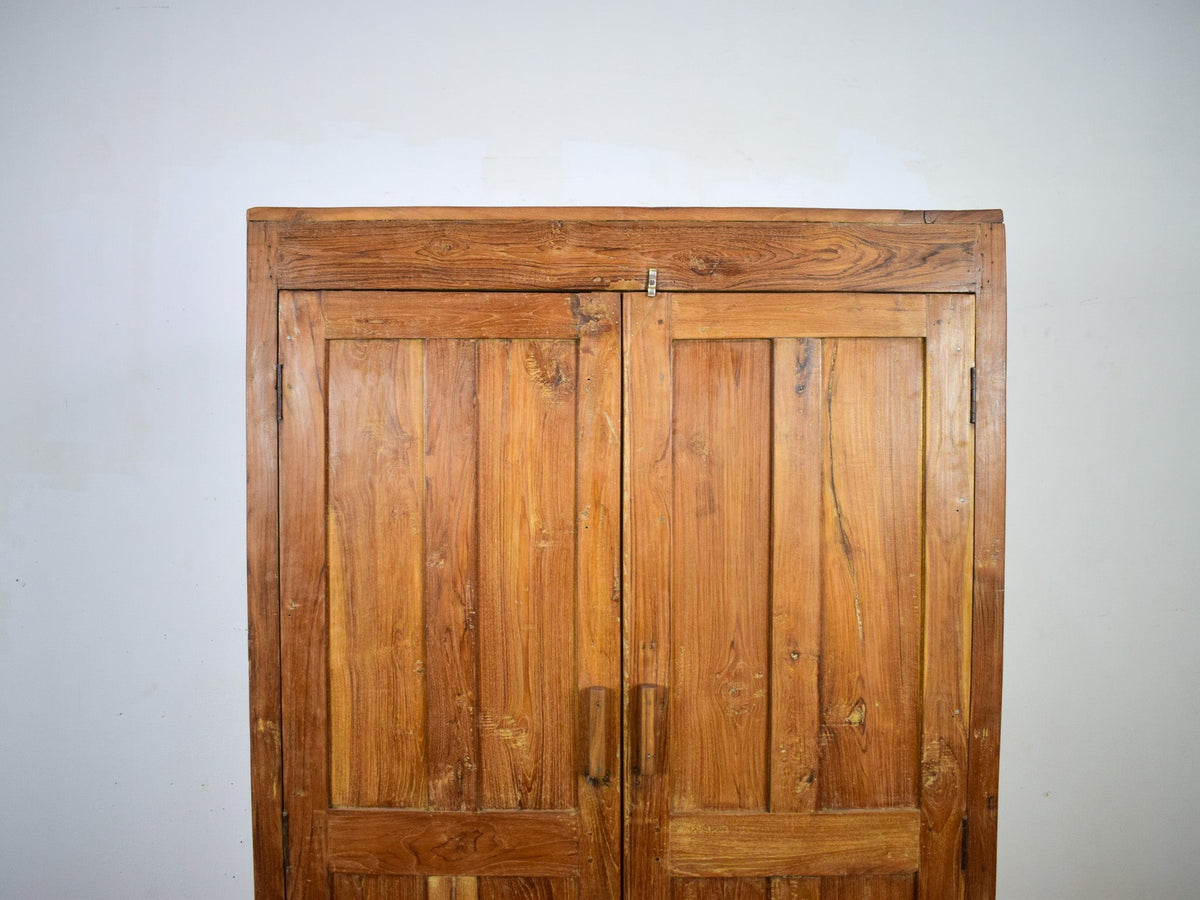 Vintage Large Wooden Rustic Cupboard Cabinet With Fitted Interior