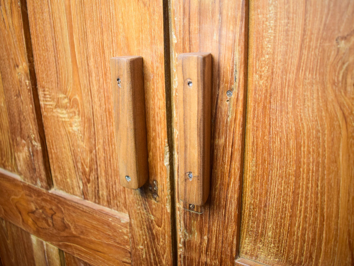 Vintage Large Wooden Rustic Cupboard Cabinet With Fitted Interior
