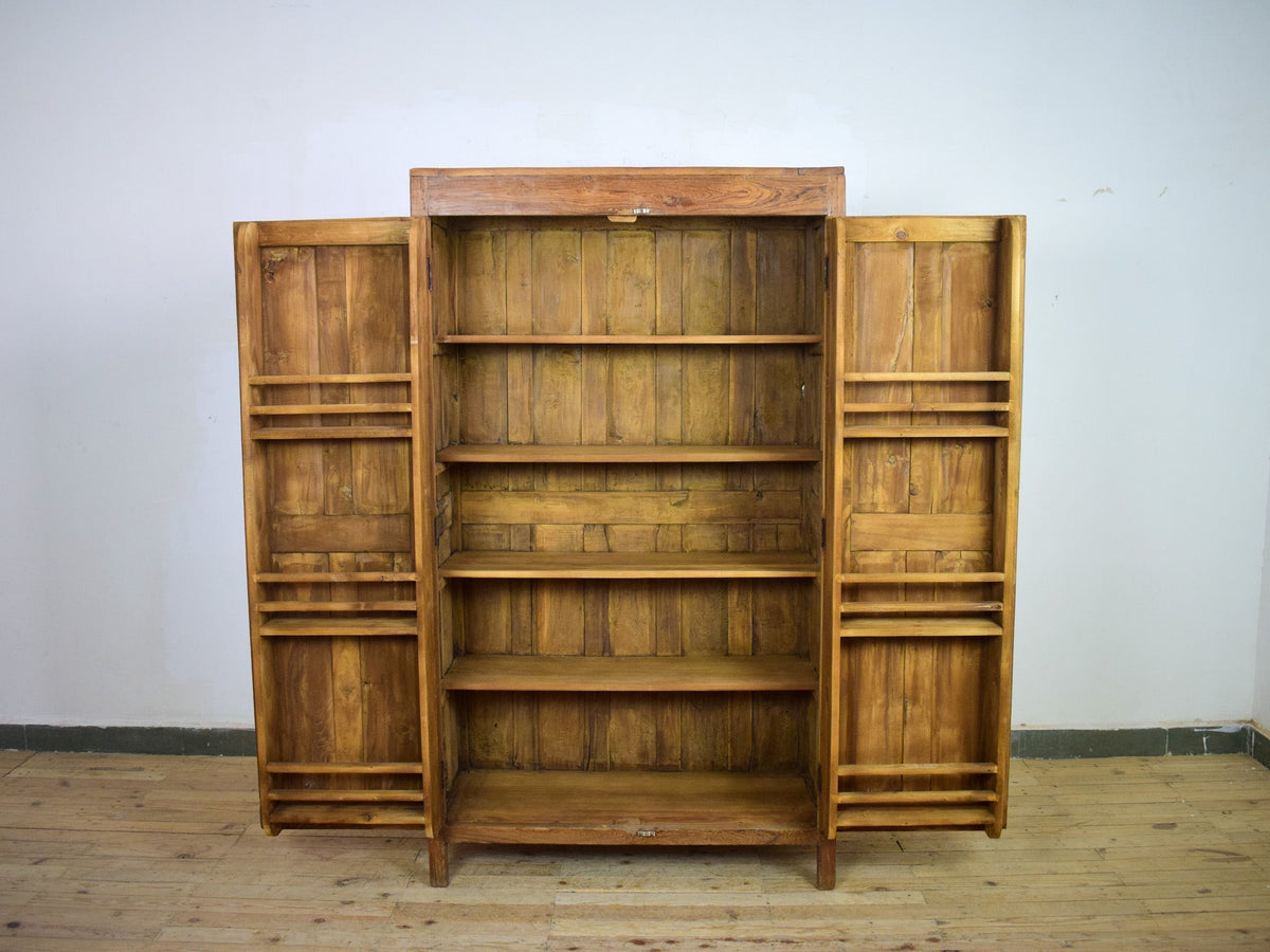 Vintage Large Wooden Rustic Cupboard Cabinet With Fitted Interior