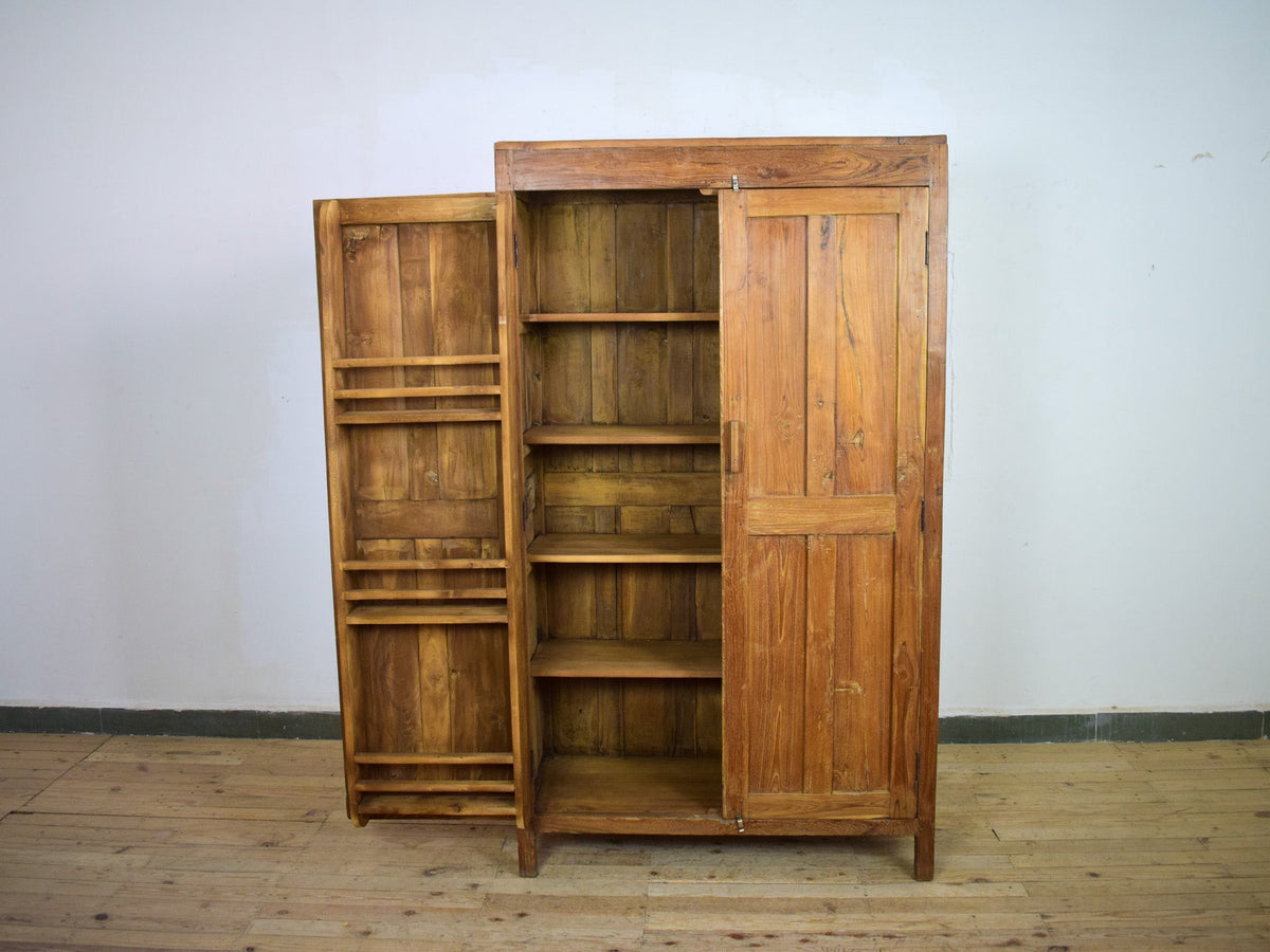 Vintage Large Wooden Rustic Cupboard Cabinet With Fitted Interior