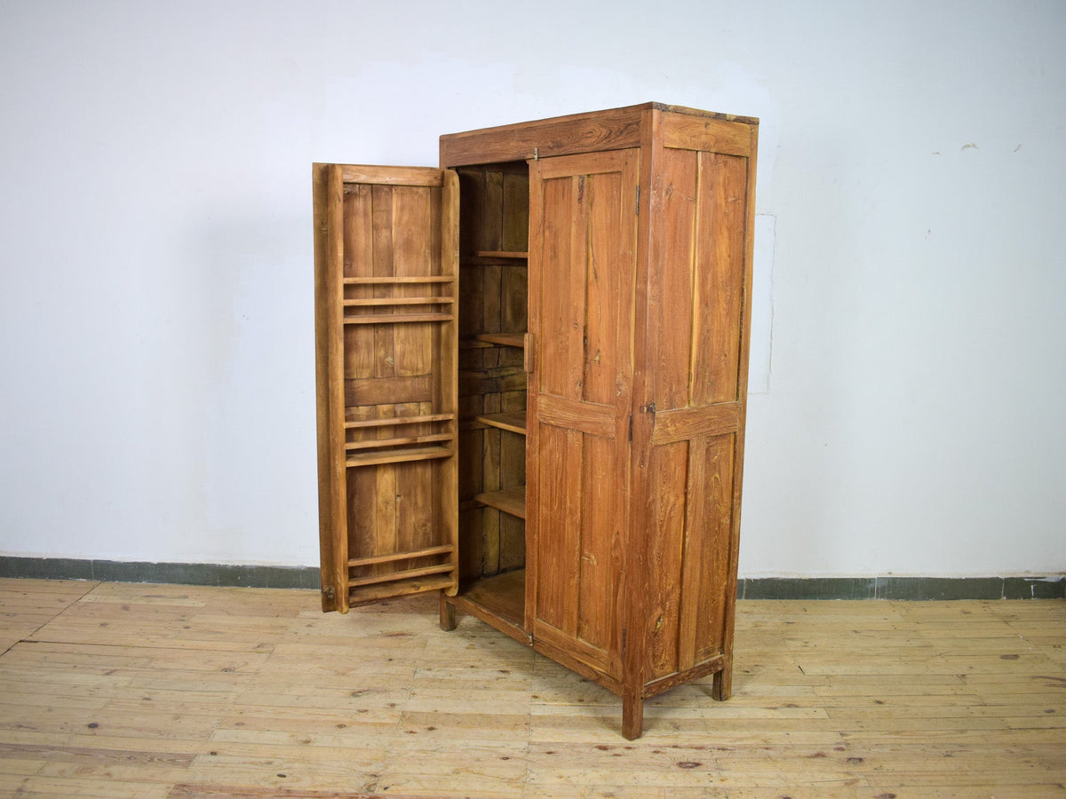 Vintage Large Wooden Rustic Cupboard Cabinet With Fitted Interior