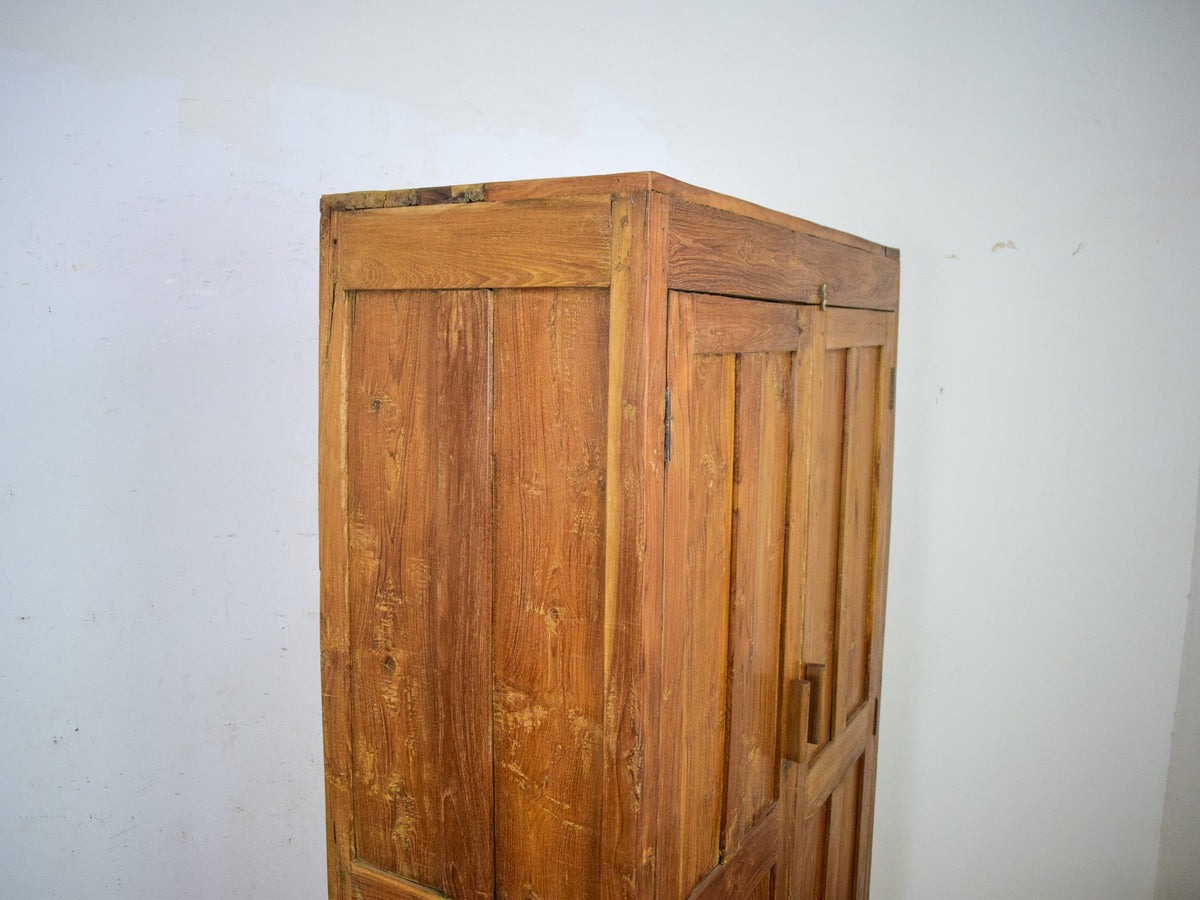 Vintage Large Wooden Rustic Cupboard Cabinet With Fitted Interior
