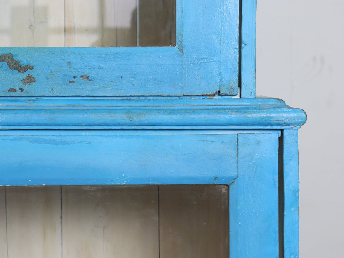 Large Vintage Indian Rustic Glass Kitchen Dresser Cupboard Cabinet