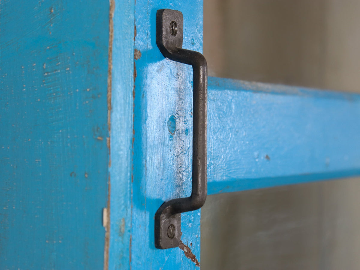 Large Vintage Indian Rustic Glass Kitchen Dresser Cupboard Cabinet