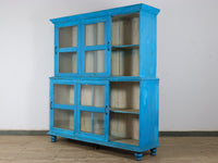 Large Vintage Indian Rustic Glass Kitchen Dresser Cupboard Cabinet