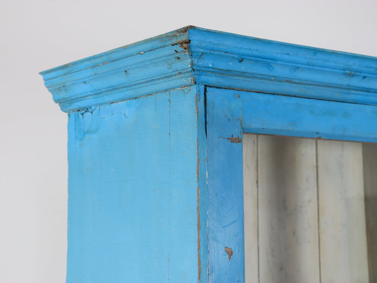 Large Vintage Indian Rustic Glass Kitchen Dresser Cupboard Cabinet