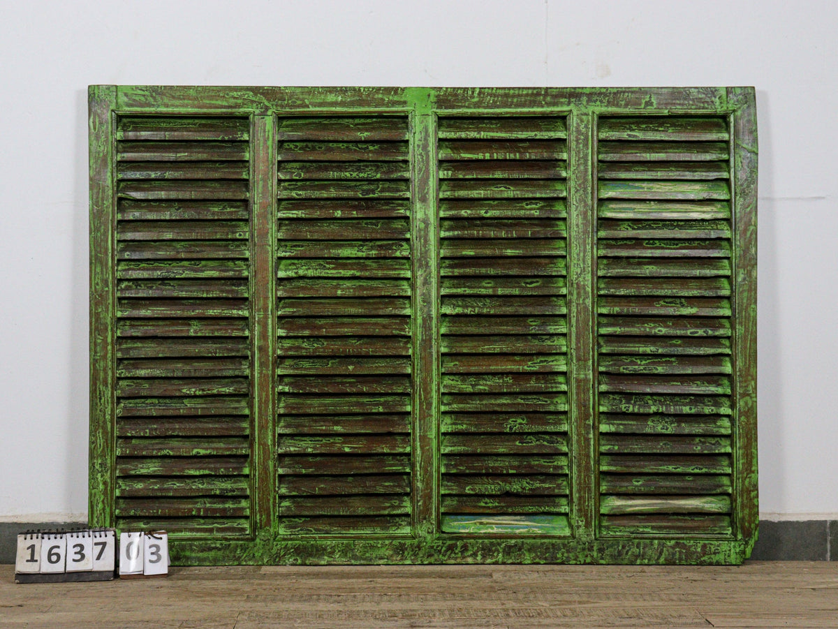 Very Large Vintage Wooden Shutter Screen Panel Garden Fence