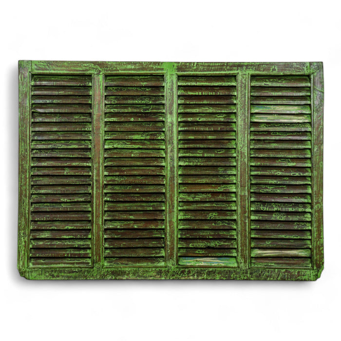Very Large Vintage Wooden Shutter Screen Panel Garden Fence