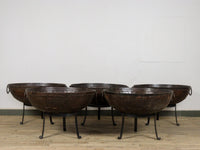 Hand Made Reclaimed Metal Kadai Fire Bowl Pit with Stand - 80cm