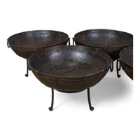 Hand Made Reclaimed Metal Kadai Fire Bowl Pit with Stand - 80cm