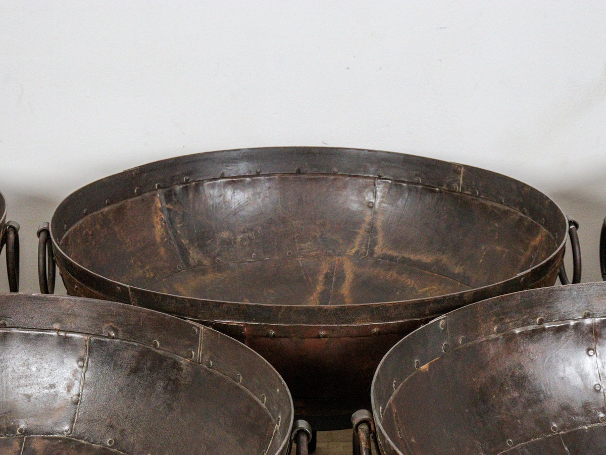 Hand Made Reclaimed Metal Kadai Fire Bowl Pit with Stand - 80cm