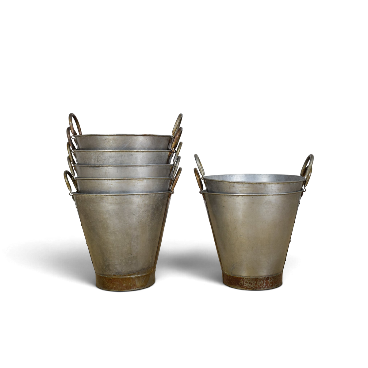 MILLWARDS® Handmade Vintage Style Galvanised Metal Olive Bucket Planter - 40 cm