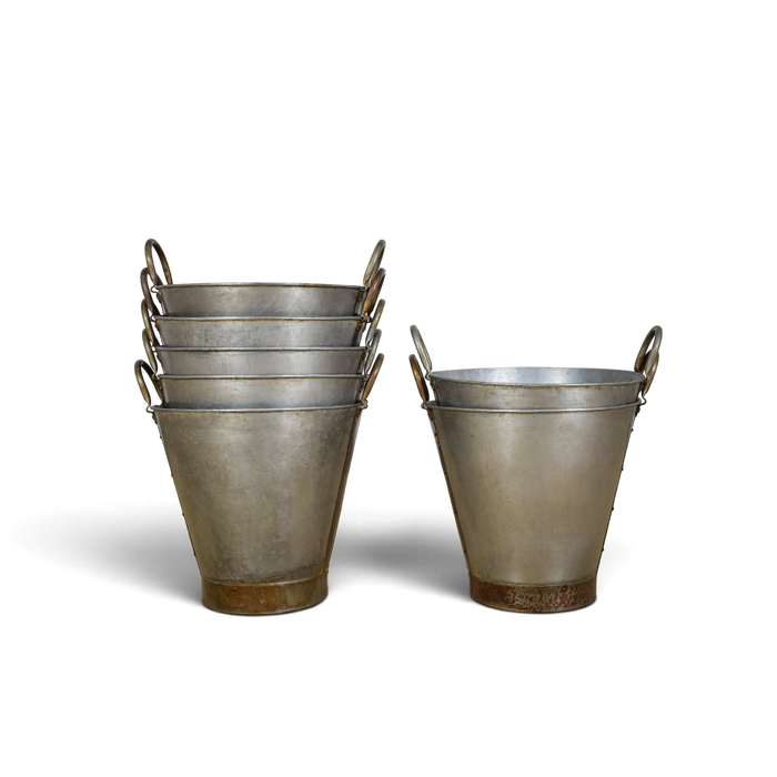 MILLWARDS® Handmade Vintage Style Galvanised Metal Olive Bucket Planter - 40 cm