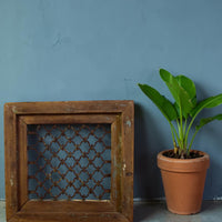Vintage Wooden Iron Metal Indian Jali Window Frame