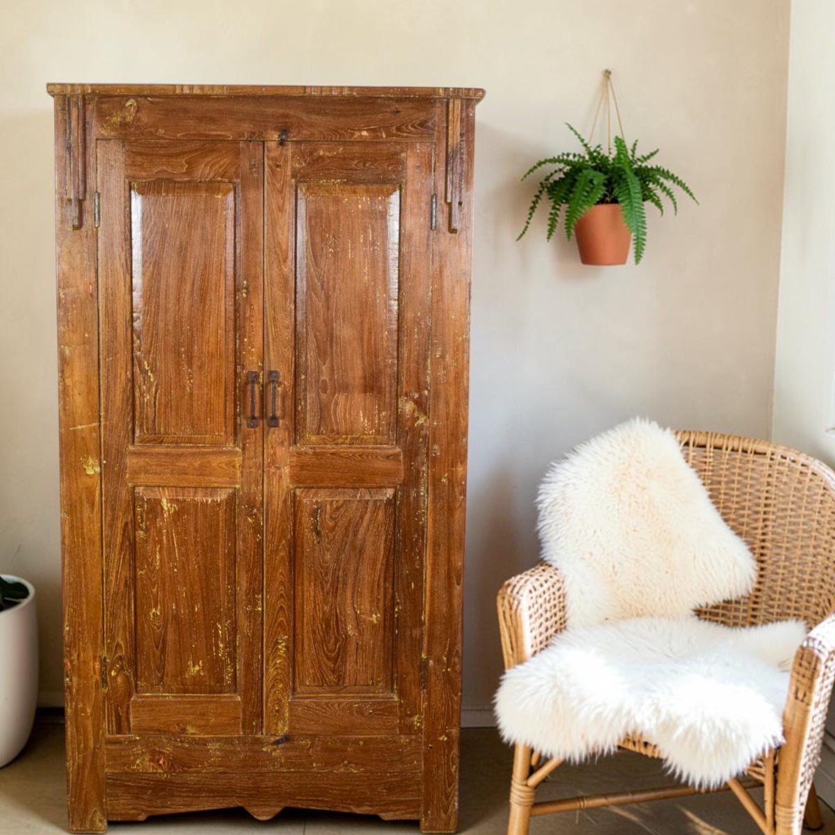 Vintage Wooden Rustic Fitted Interior Cupboard Cabinet