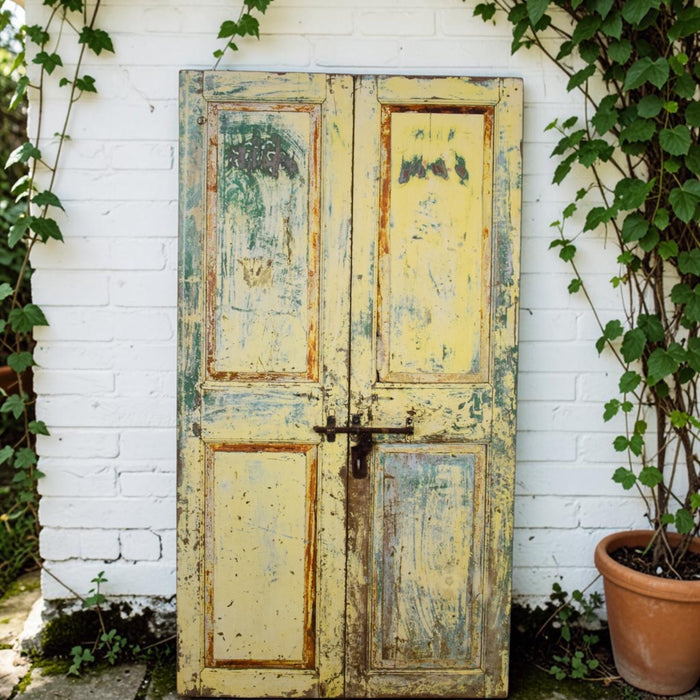 Pair of Antique Vintage Indian Doors Shutters