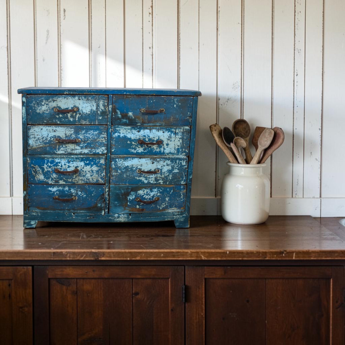 Small Vintage Rustic Worn Chest of drawers