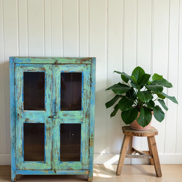 Vintage Rustic Painted Cupboard Cabinet