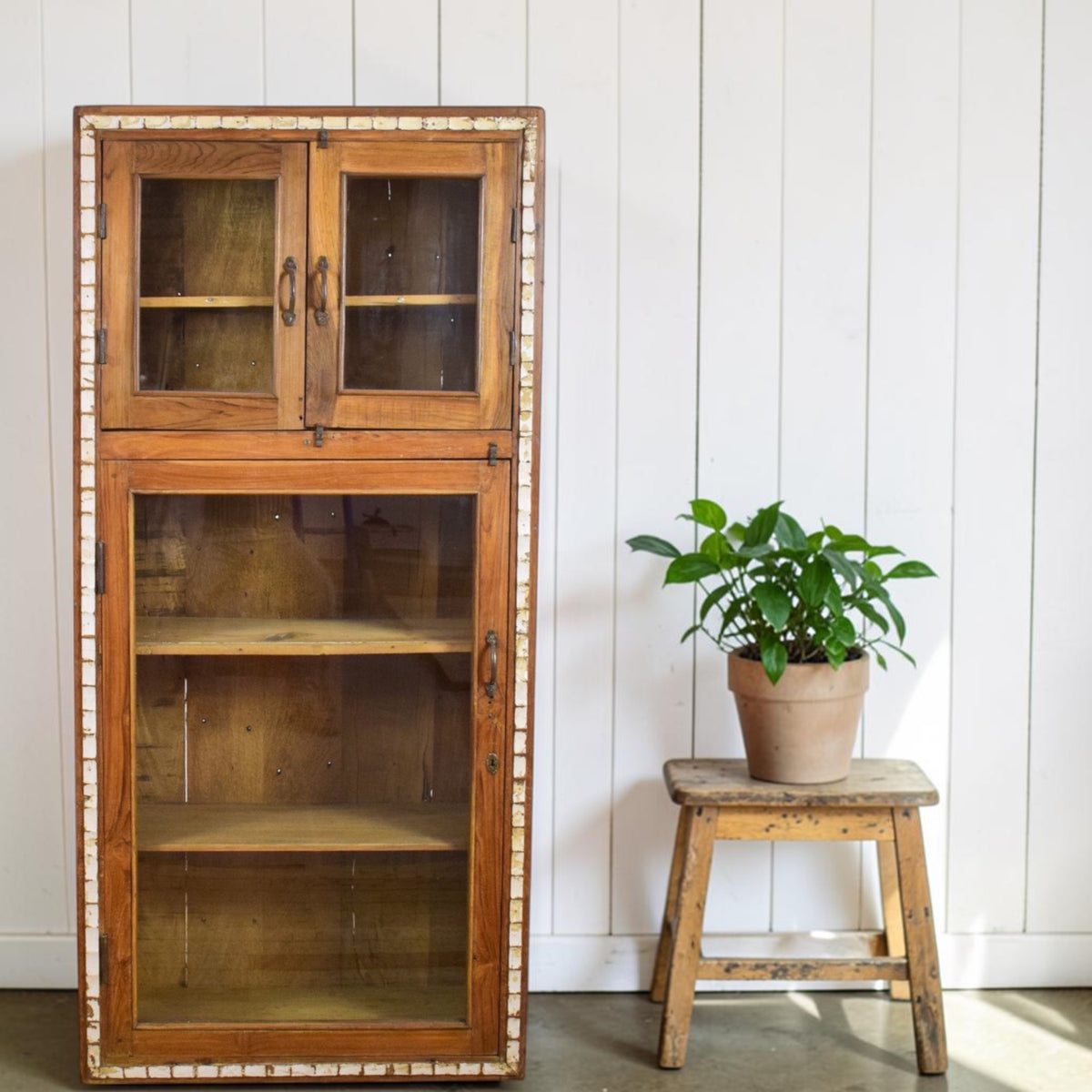 Vintage Wooden Cupboard Cabinet Display Case