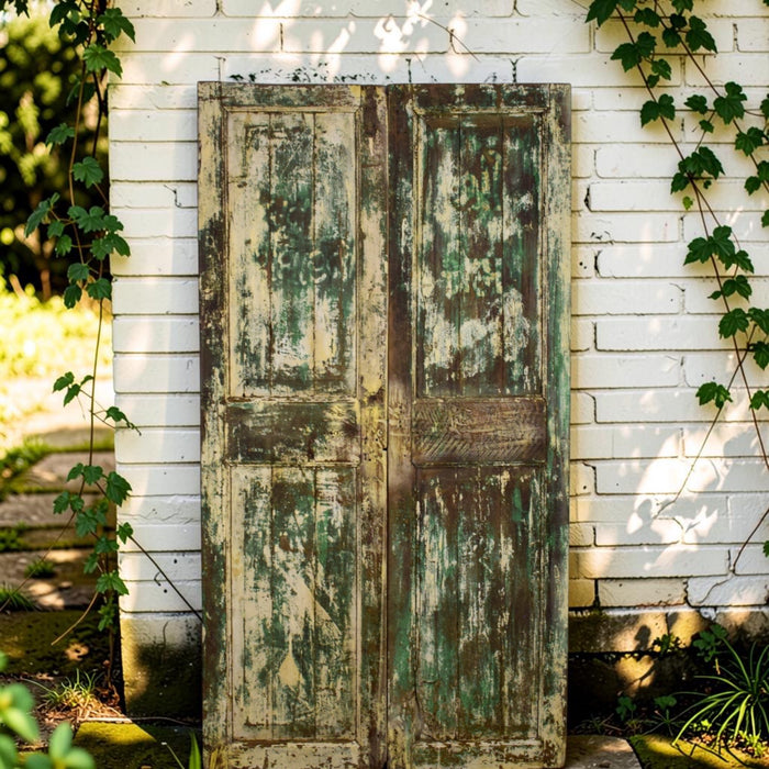 Pair of Antique Vintage Indian Doors Shutters