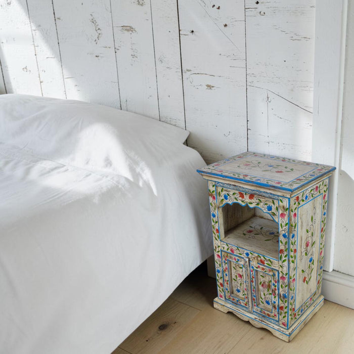 Hand Painted Reclaimed Bedside Cabinet Cupboard