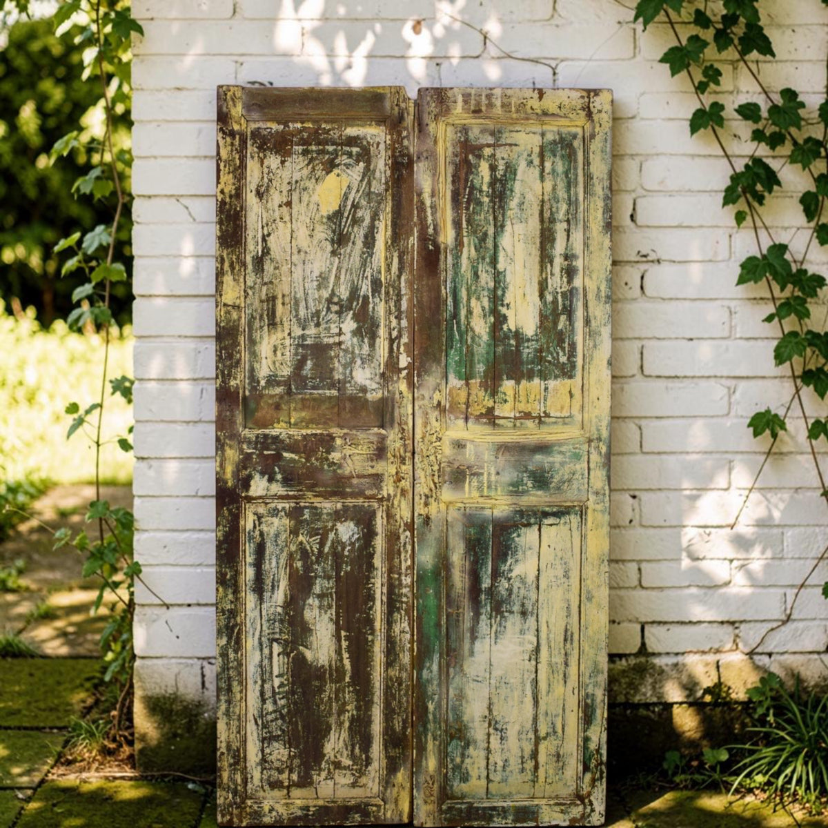 Pair of Antique Vintage Indian Doors Shutters