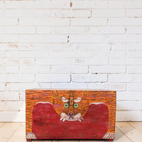 Hand Painted Vintage Chest Trunk Box Tiger