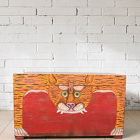 Hand Painted Vintage Chest Trunk Box Tiger