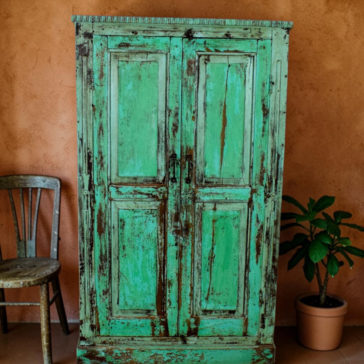 Vintage Wooden Rustic Fitted Interior Cupboard Cabinet