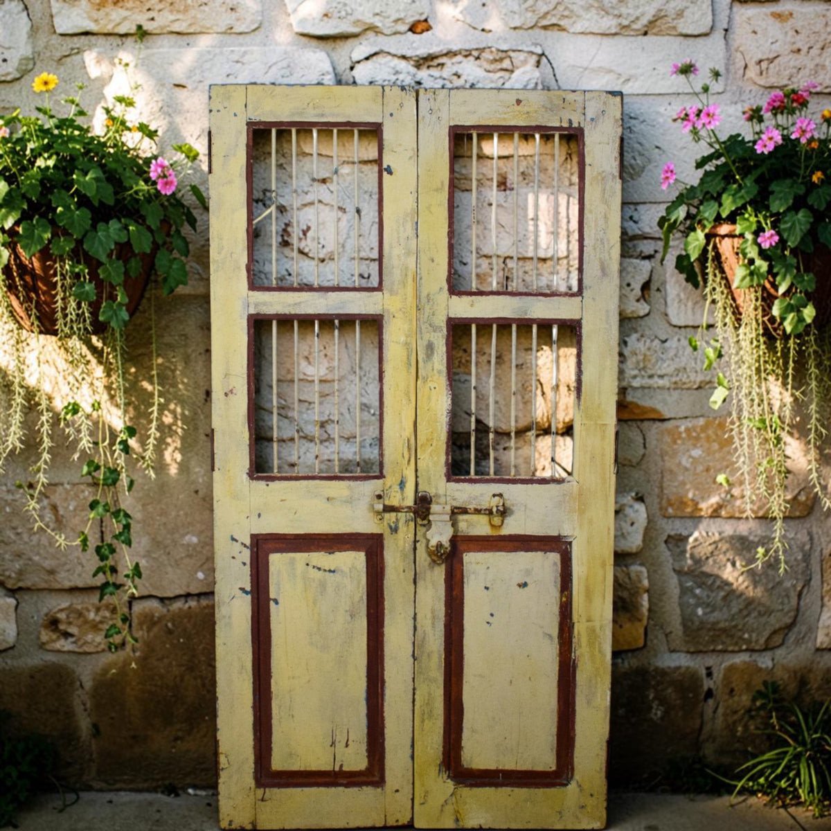 Pair of Antique Vintage Indian Doors Shutters