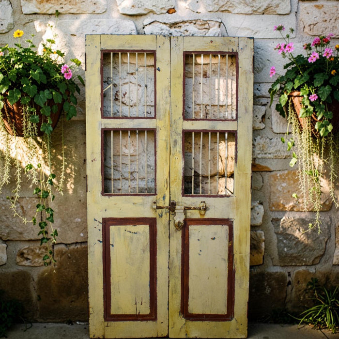 Pair of Antique Vintage Indian Doors Shutters