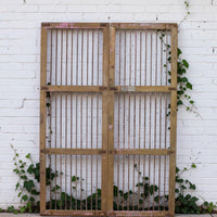 Pair of XL Antique Vintage Indian Wooden Iron Jali Doors Shutters