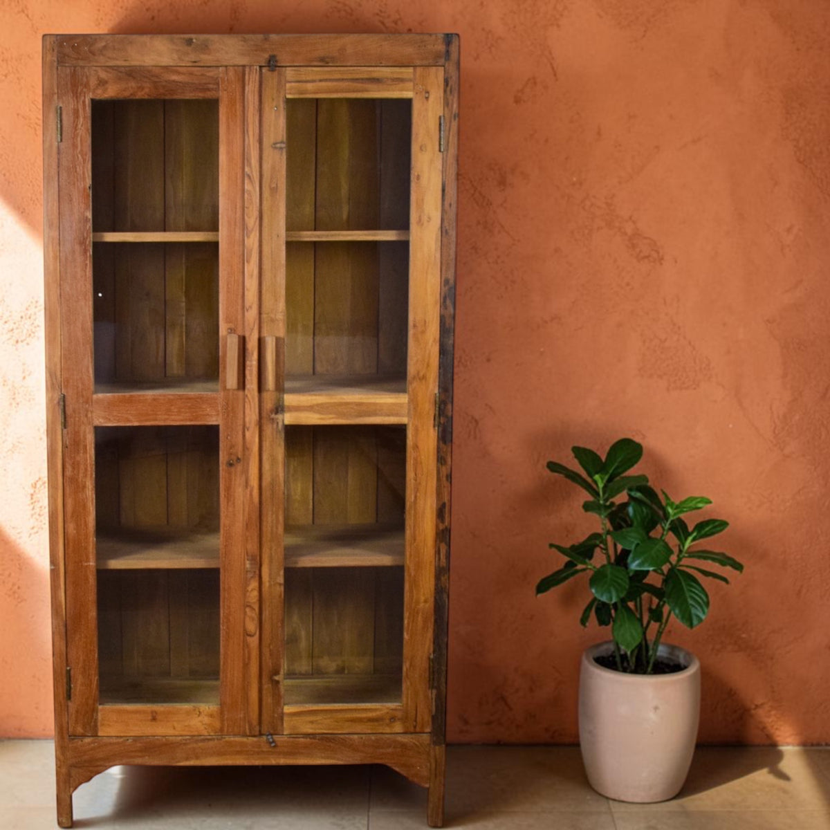 Vintage Rustic Wooden Housekeepers Cupboard Cabinet